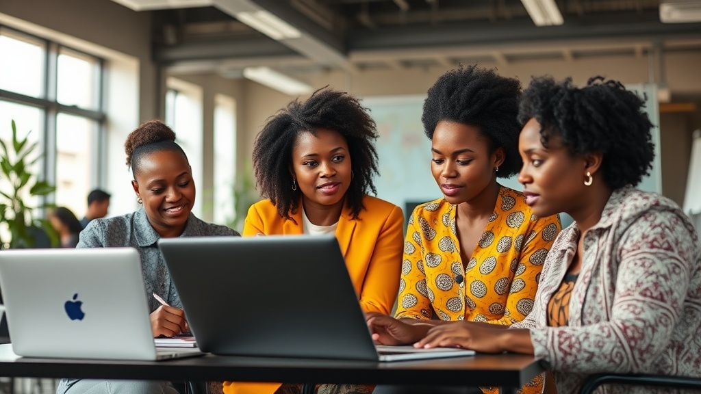 African women participating in a tech workshop, learning about blockchain technology.