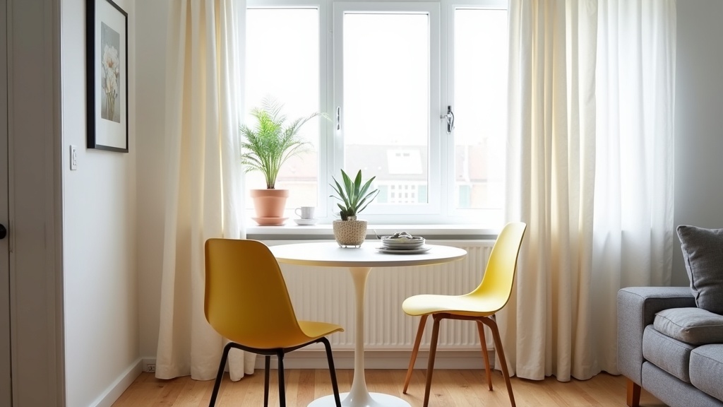 HAY dining chair in a compact Scandinavian apartment dining space