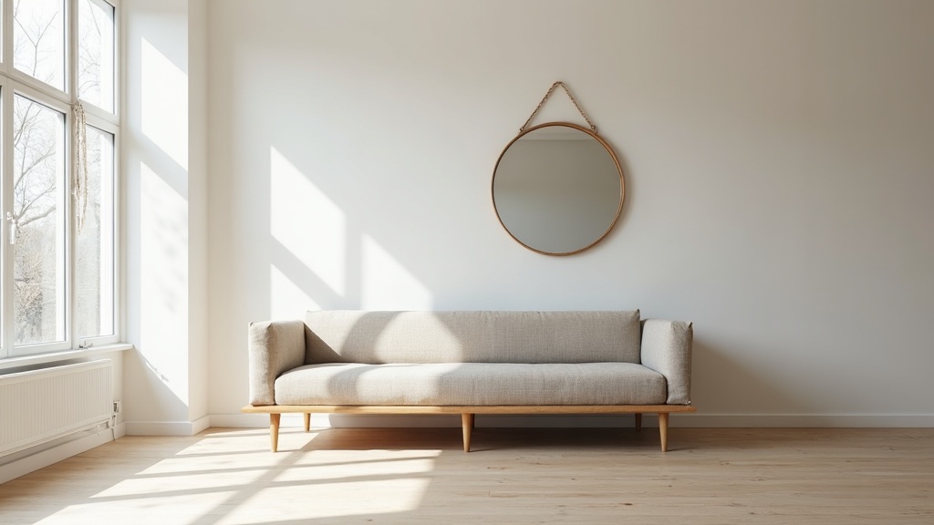 Low-profile furniture on legs allowing light to travel freely across the floor