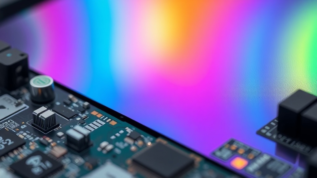 Close-up view of the Bigme color e-ink monitor displaying a vibrant, multi-colored image