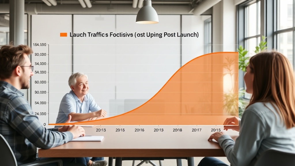 Chart illustrating a typical Product Hunt launch traffic curve: a sharp spike followed by a long, flat tail.