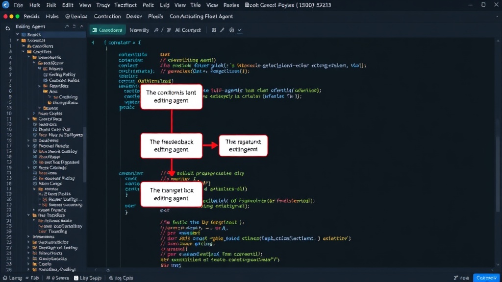 Flowchart showing a conditional loop where the editing agent can send feedback back to the drafting agent