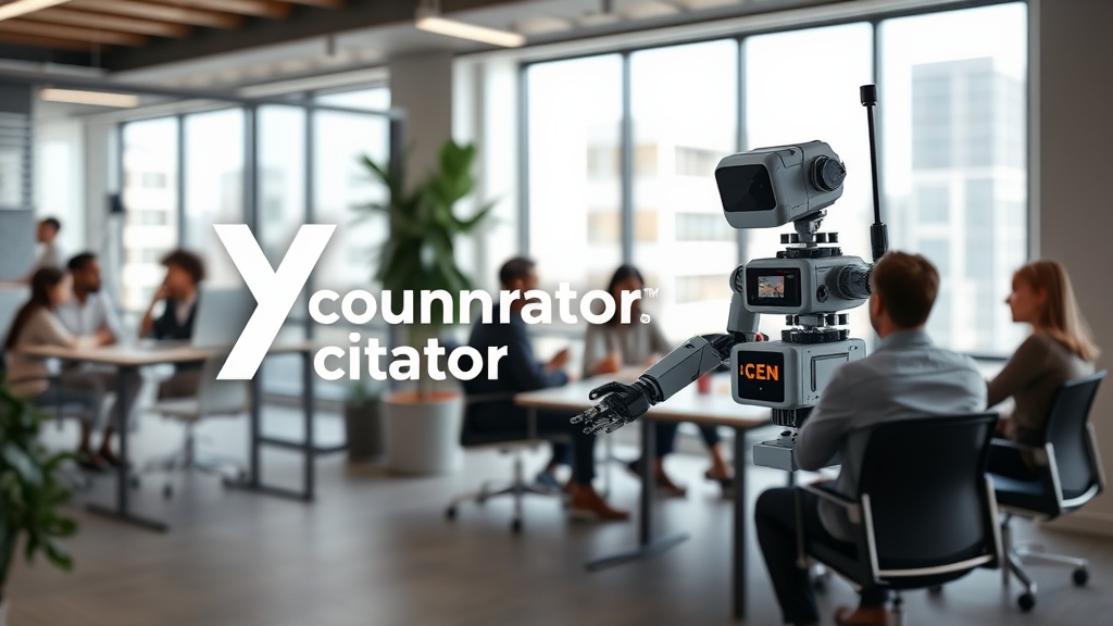 Y Combinator logo alongside a stylized representation of robotics components