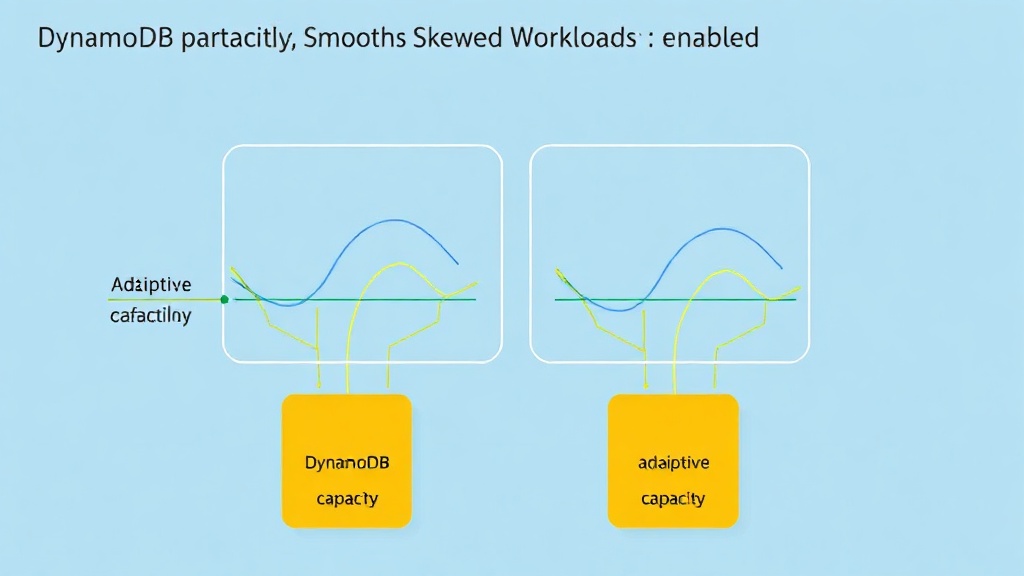 Diagram illustrating DynamoDB partitions and traffic flow with adaptive capacity enabled