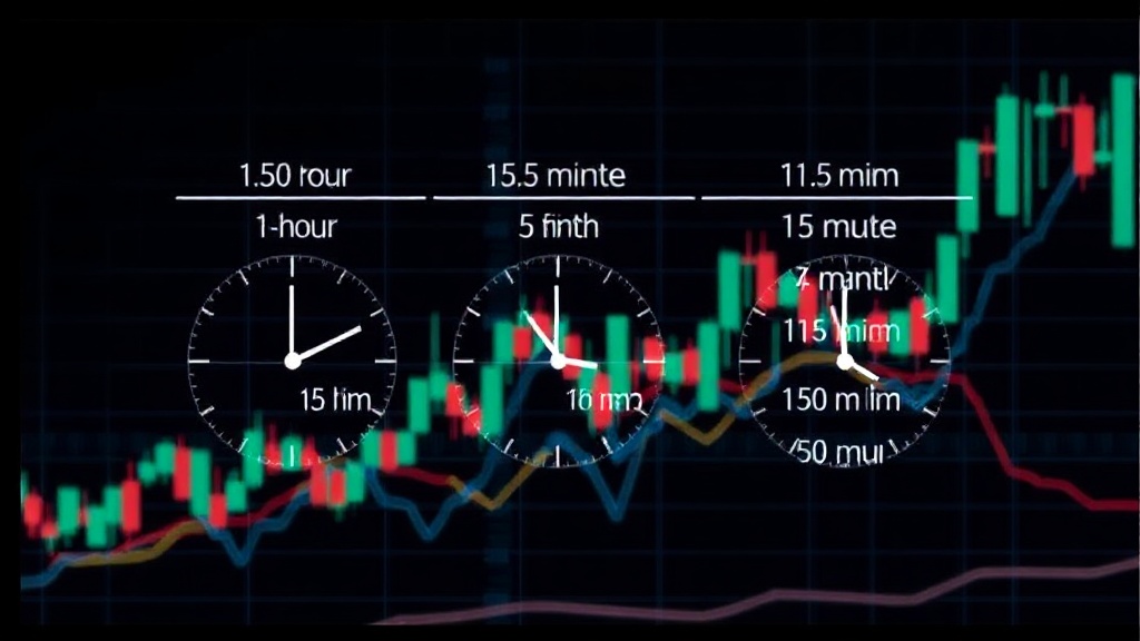 Illustration of the 1-hour, 15-minute, and 5-minute timeframes aligning for a trade signal