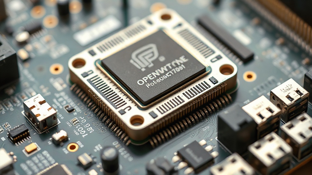 OpenWrt One router board showing processor, RAM, and connectivity ports