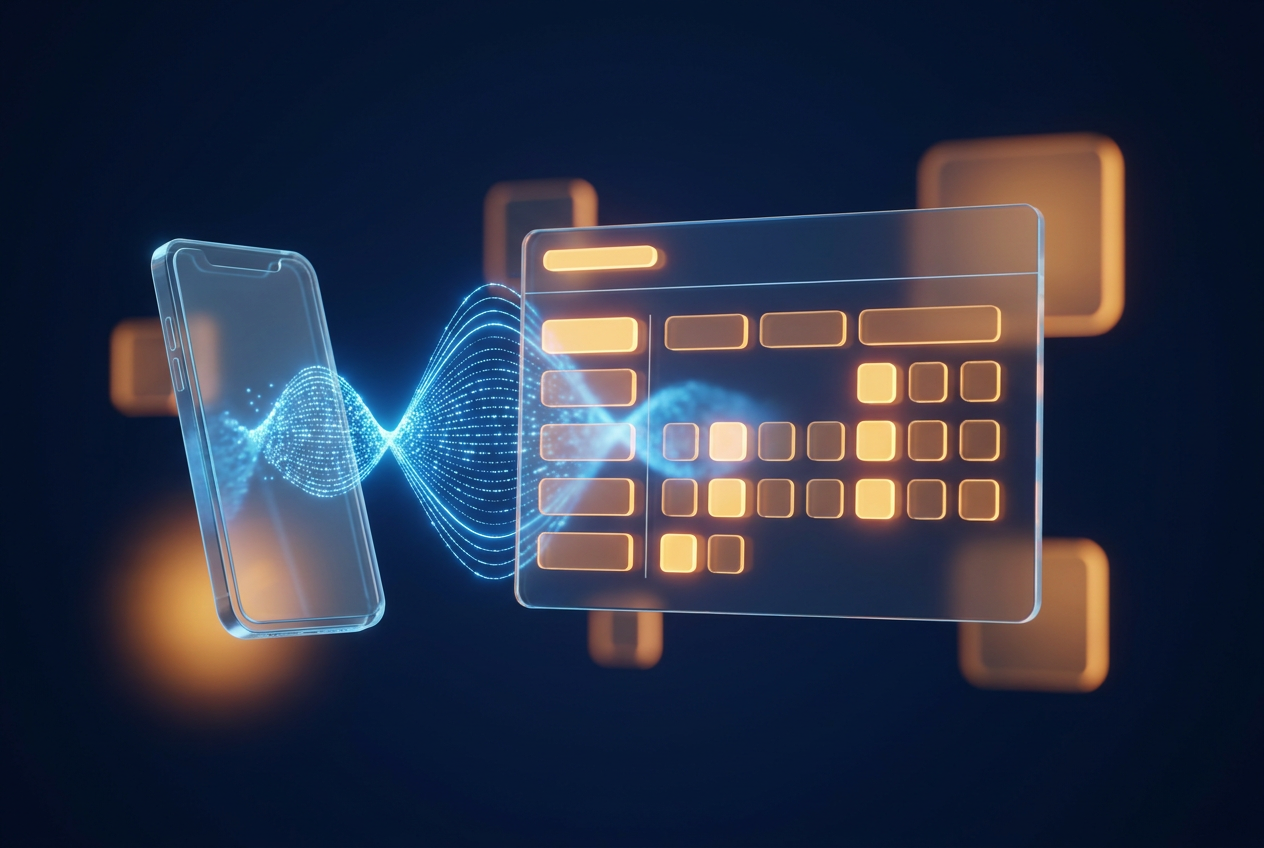 Visualisatie van een AI telefoniste die een oproep omzet in een ingeplande afspraak in de agenda