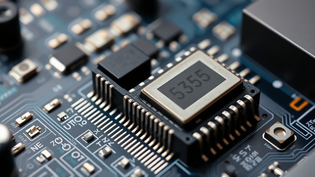 Diagram illustrating the internal circuitry and pinout of a 555 timer IC