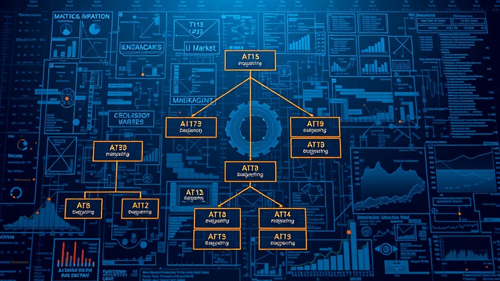 A complex decision tree diagram illustrating AI's probabilistic choices in a volatile market scenario.