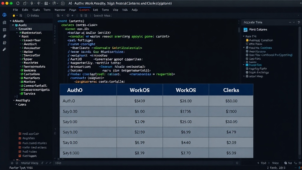 Comparison table showing SAML SSO and SCIM costs for Auth0, WorkOS, and Clerk