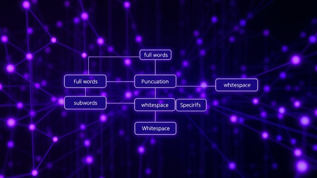Diagram illustrating different types of tokens: full words, subwords, punctuation, and whitespace.