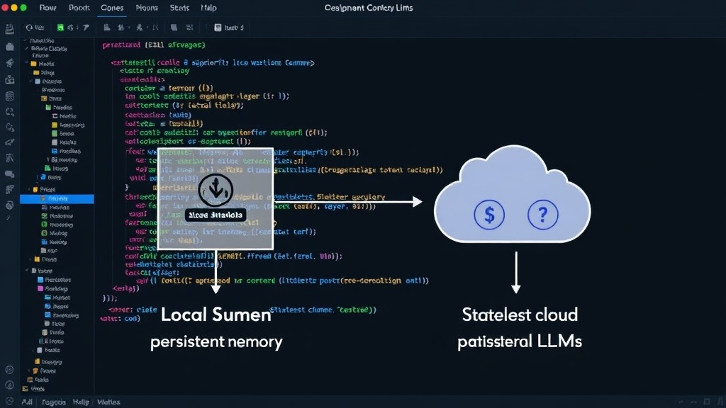 Diagram illustrating local persistent memory for AI agents versus stateless cloud LLMs