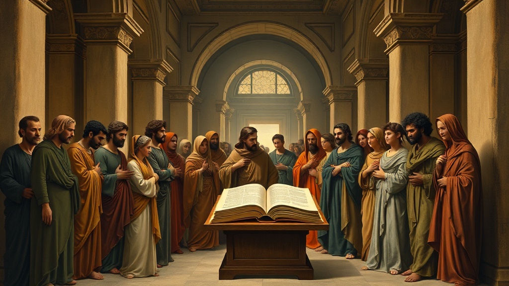 A contemplative religious scene symbolizing the spread of reading culture and wisdom