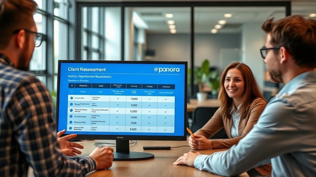 Panora software interface displaying automated client risk assessment and policy recommendations