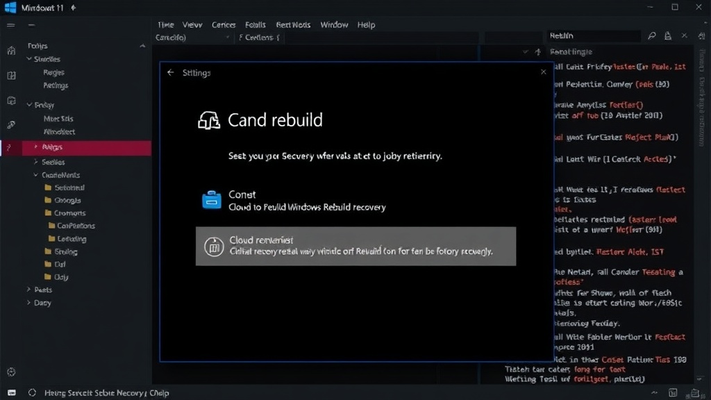 Windows 11 Settings app showing the new Cloud Rebuild recovery option