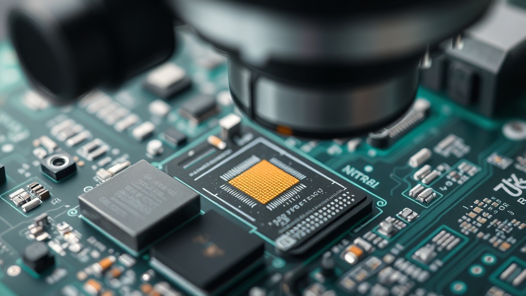 Optical microscope capturing high-resolution images of fine RDL structures on a panel substrate.