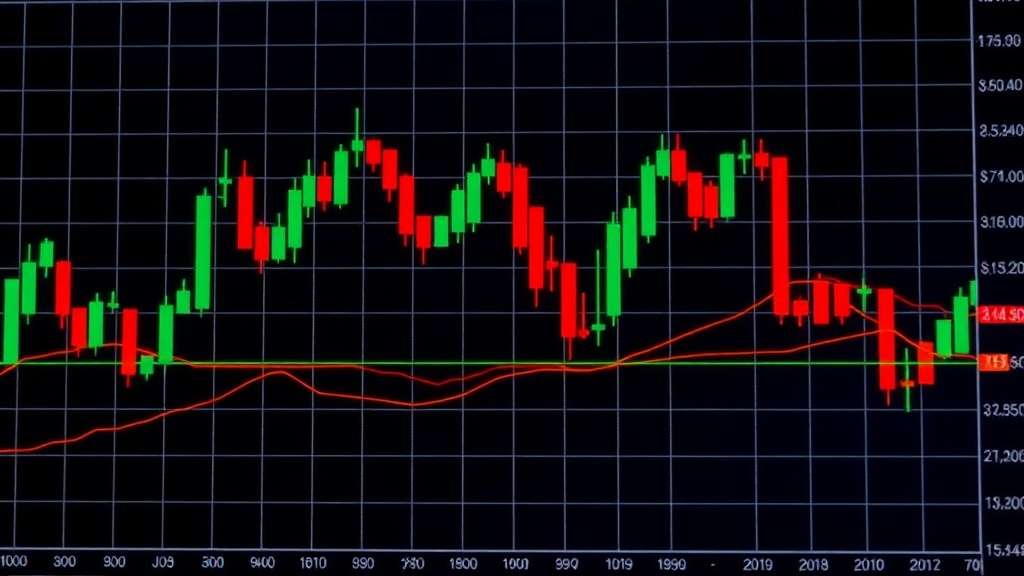 Candlestick chart showing a gap between after-hours close and pre-market open