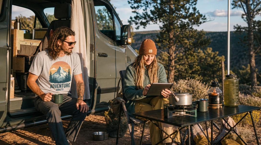 Campfire at a Yellowstone campground