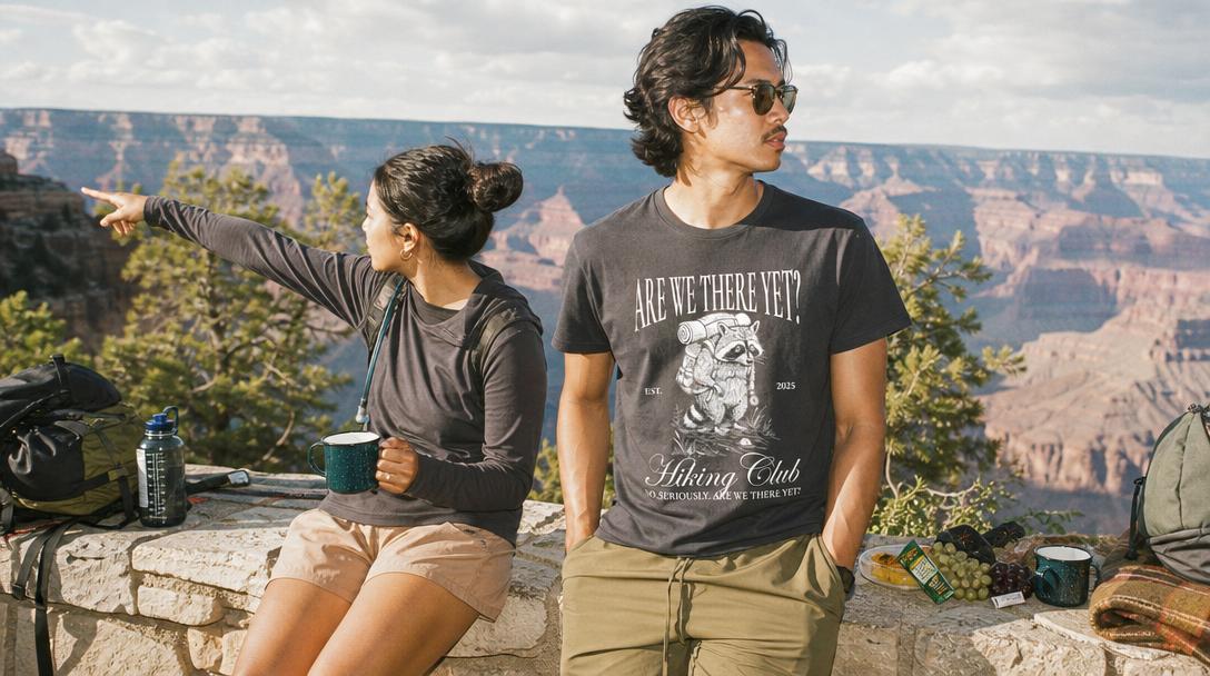 Grand Canyon view with camping area nearby