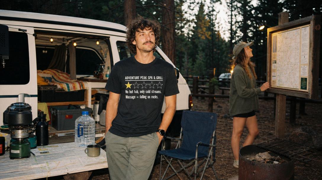 Van-life camper parked in national park scenery
