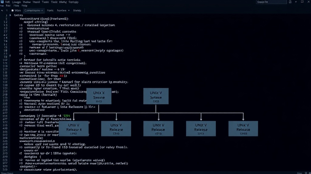 Diagram illustrating the lineage of Unix System V Release 4 and IBM's AIX