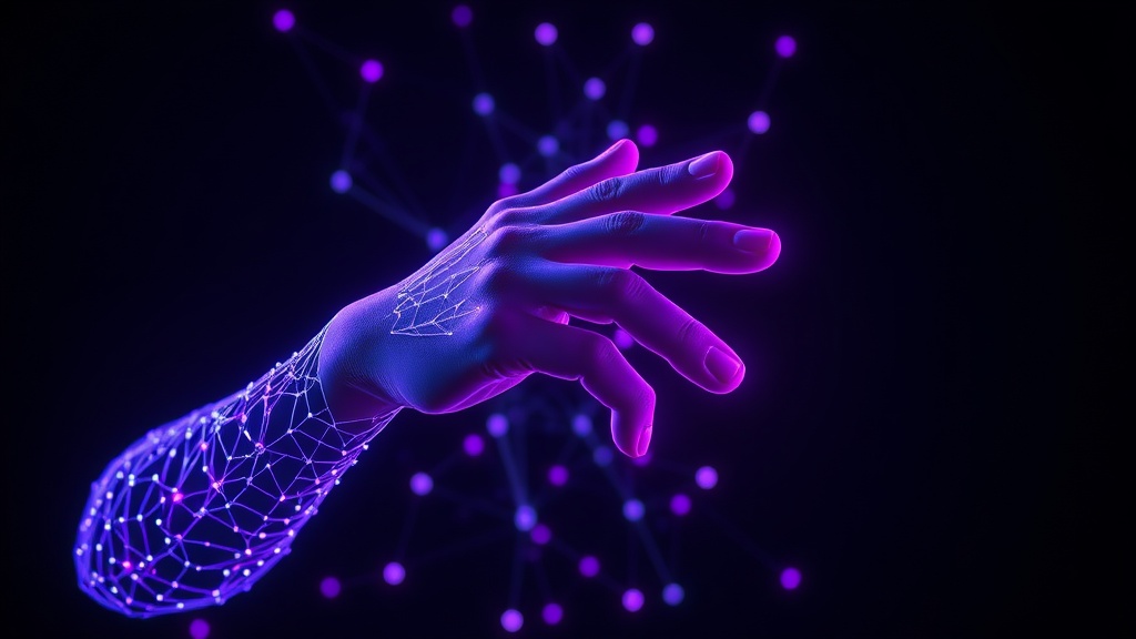 Visual representation of pose estimation keypoints on a human body during a gesture.