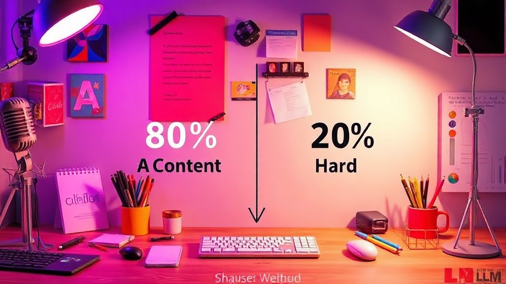 A diagram illustrating the 80/20 split between AI content shaping and script writing.