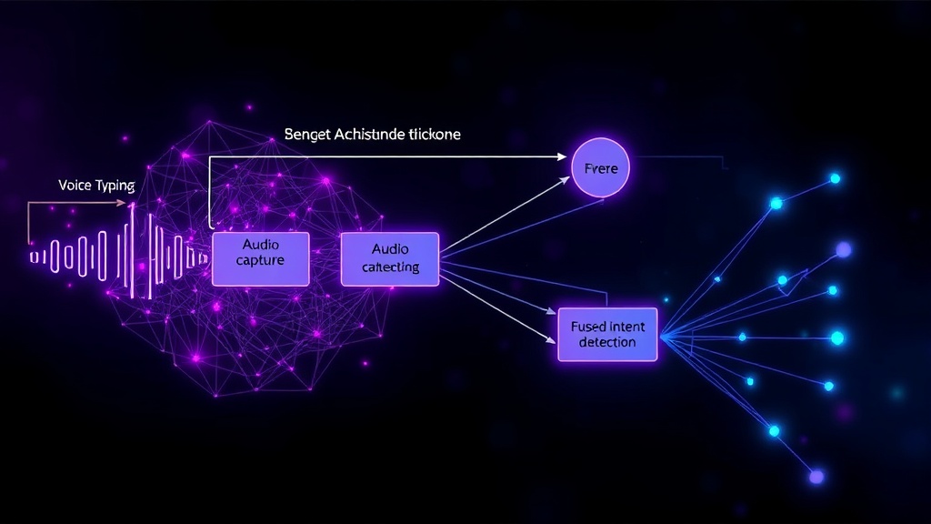 Diagram illustrating the multi-modal data flow in voice vibing architecture, from audio capture to fused intent detection.