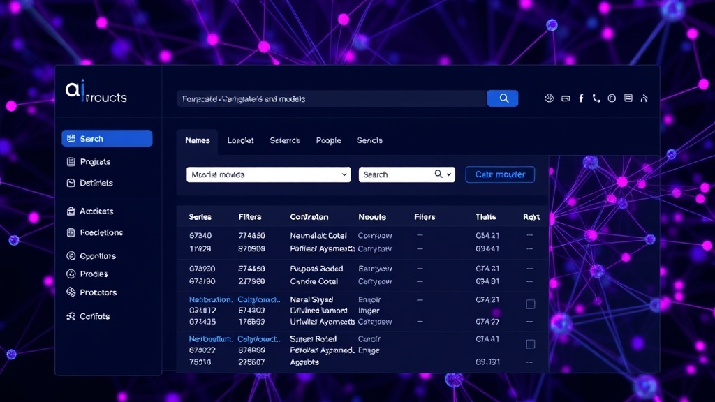 Dashboard showcasing aggregated AI model data with filters and search functionality