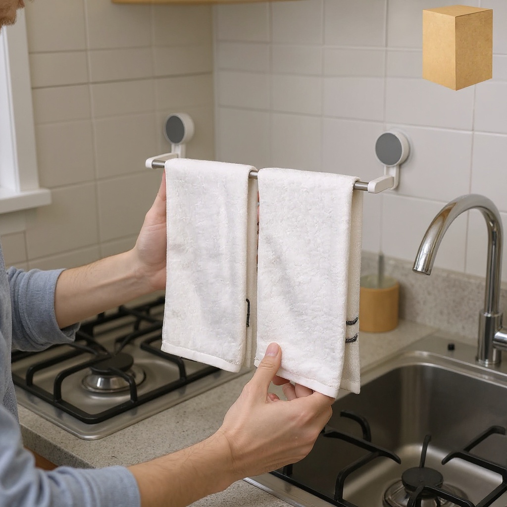 TidyHold™ Self-Adhesive Towel Rod - No Drill Installation photo 7