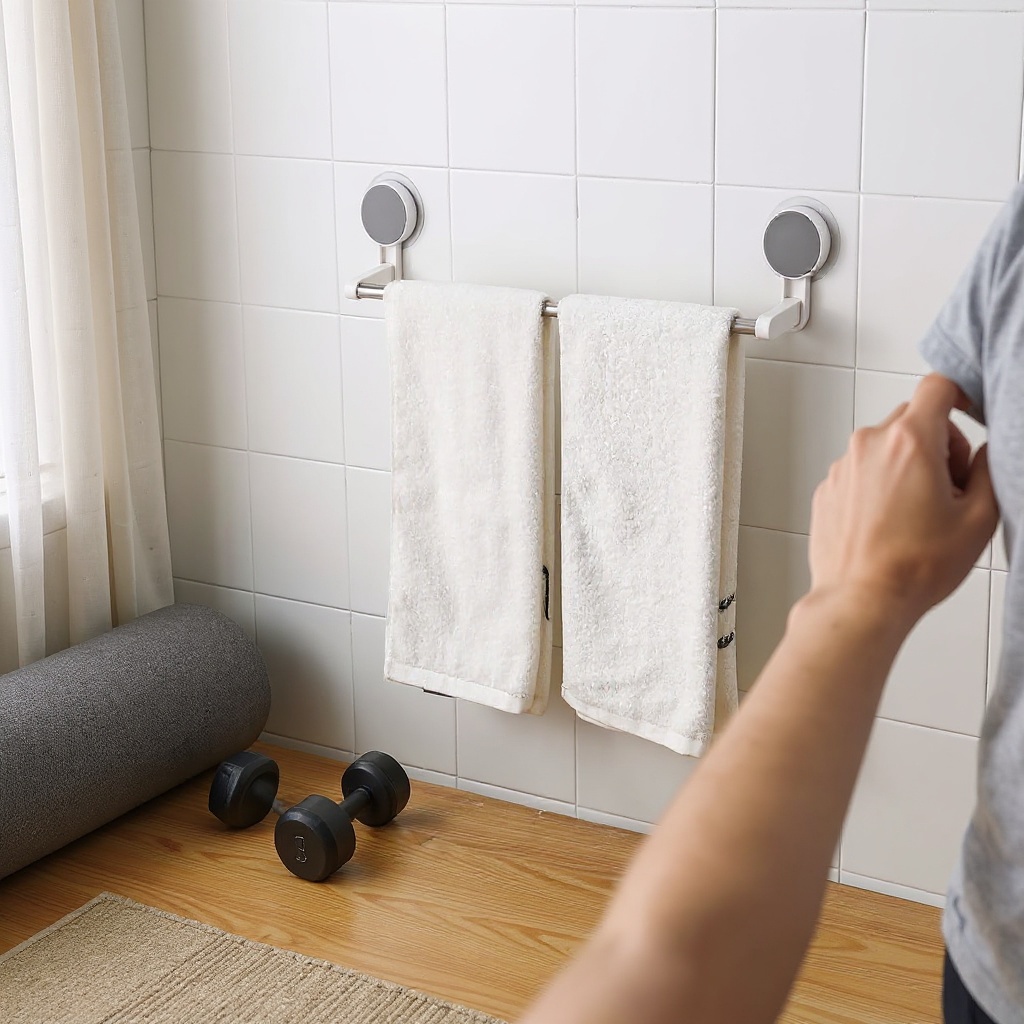 TidyHold™ Self-Adhesive Towel Rod - No Drill Installation photo 8