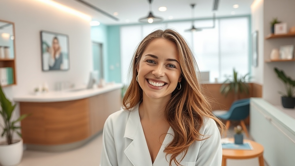 Recepción acogedora de clínica dental con ambiente tranquilo y acogedor