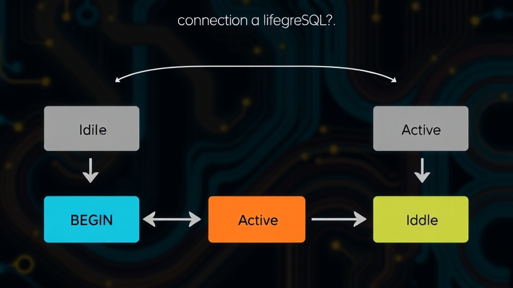 PostgreSQL connection states diagram showing idle, active, and idle in transaction states