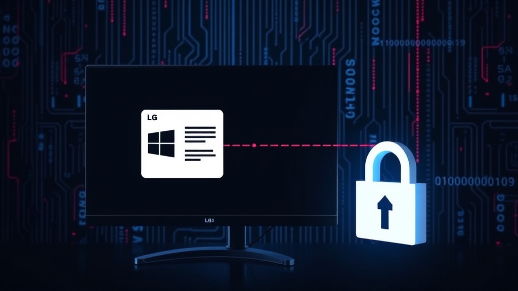 Diagram showing LG monitor connection triggering Windows Store adware download