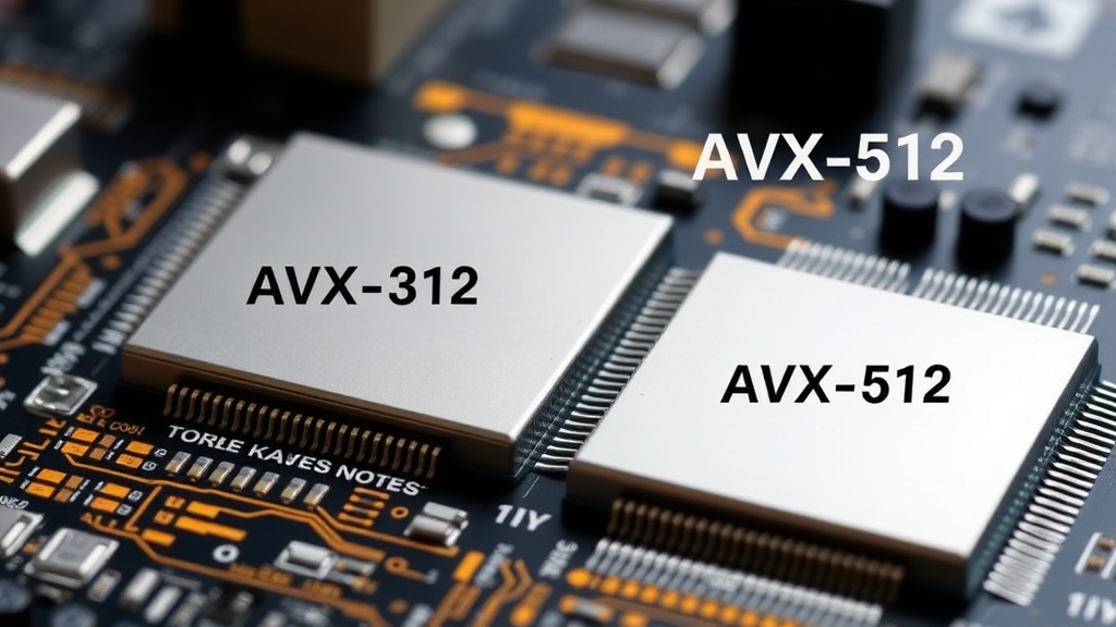 Diagram illustrating the difference in register width between AVX2 and AVX-512 instruction sets.
