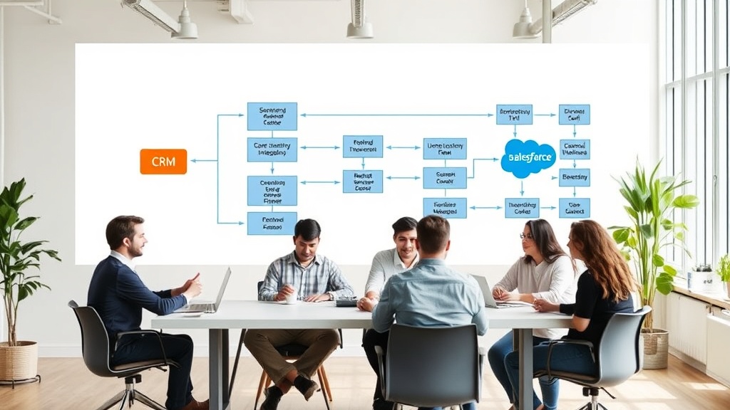Diagram showing complex data flows between CRM modules and external integrations