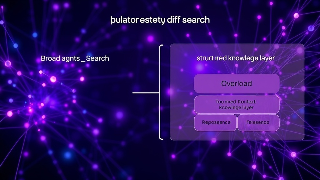 Diagram illustrating the difference between broad repo search and structured knowledge layer querying for AI agents