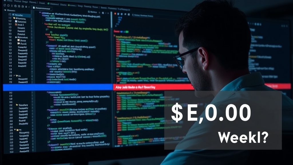 Developer looking at a complex codebase with AI-generated code highlighted