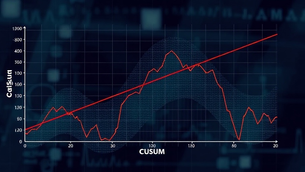 Visual representation of CUSUM test statistic crossing critical boundaries over time