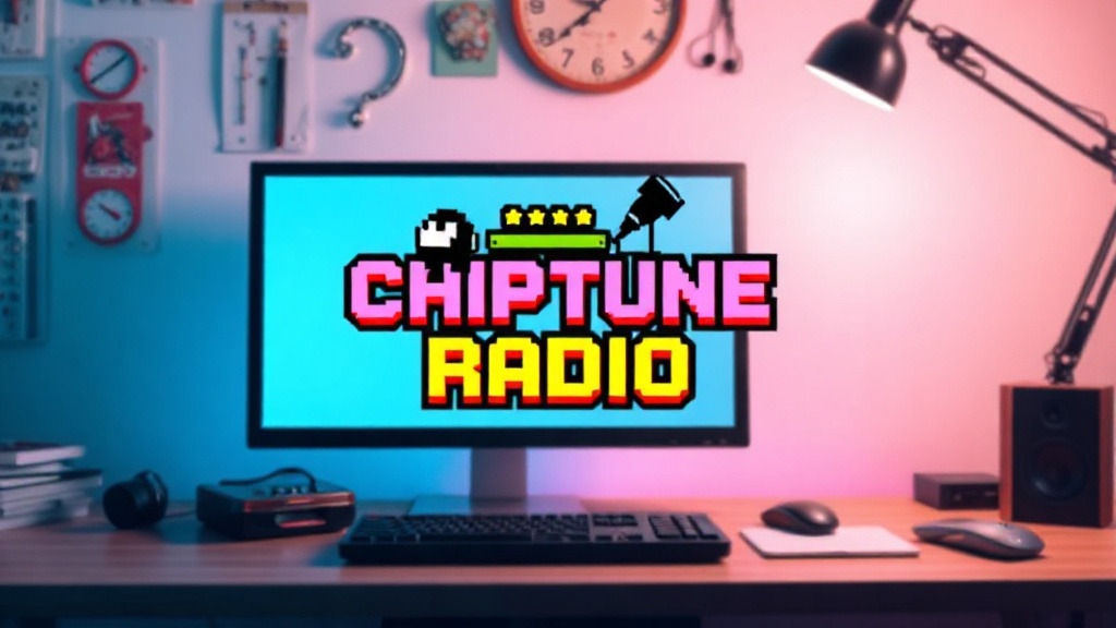 A stylized graphic representing the Chiptune Radio logo with 8-bit aesthetic elements.