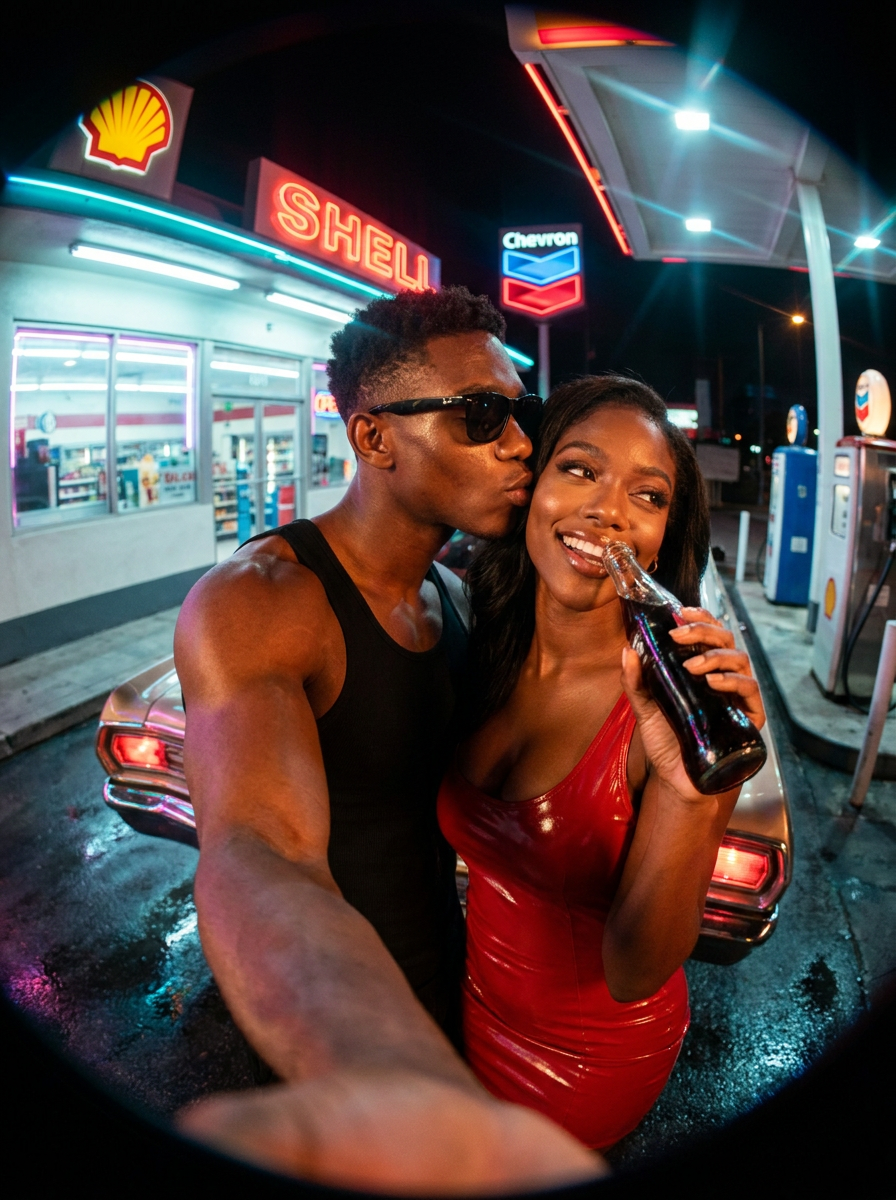 Fisheye Couple · Gas Station 90s Road Trip Night