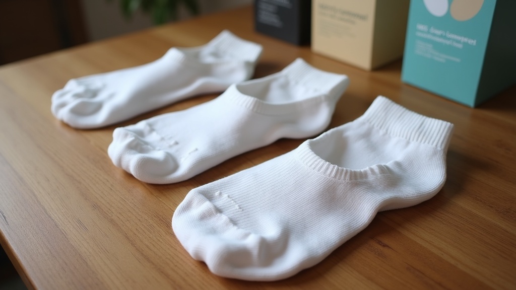 Paquete de calcetines para diabéticos en exhibición con detalle de costura plana