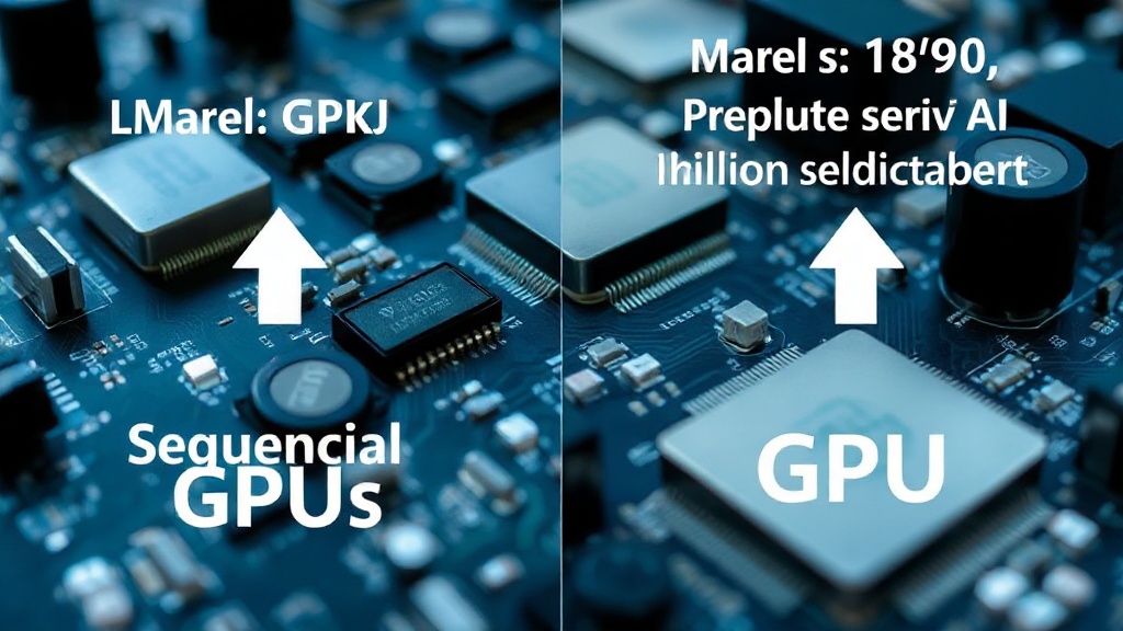 Illustration comparing sequential CPU tasks to parallel GPU operations for AI