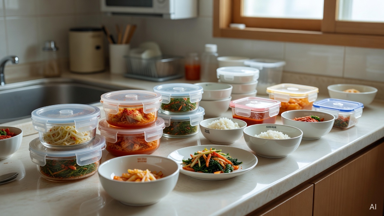 various microwave-safe containers and dishes on kitchen counter