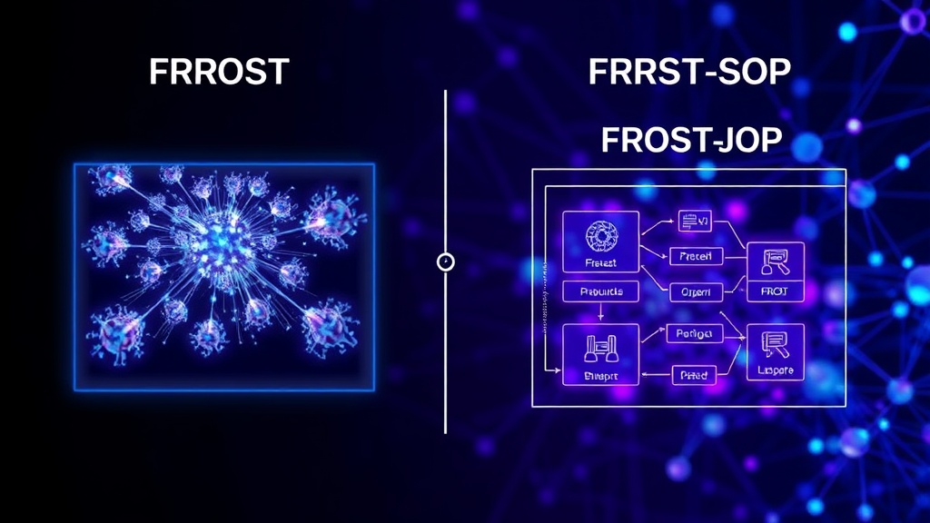 Conceptual diagram comparing FROST's high-level view with FROST-SOP's detailed workflow