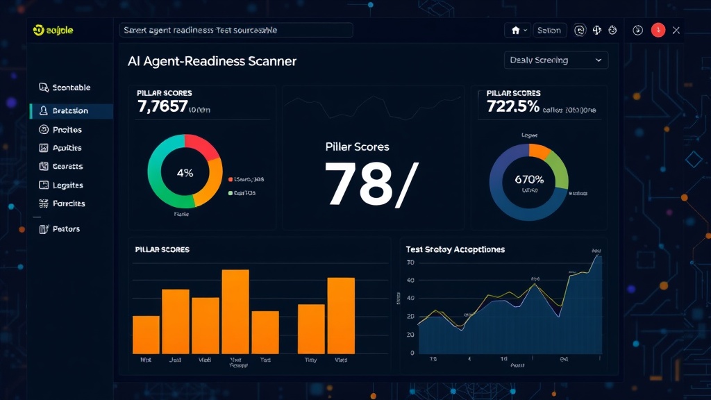 Sourceable's AI agent-readiness scanner dashboard showing pillar scores