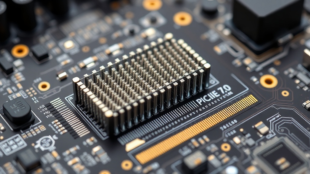 Illustration of a high-density PCIe 7.0 connector with advanced pin layout
