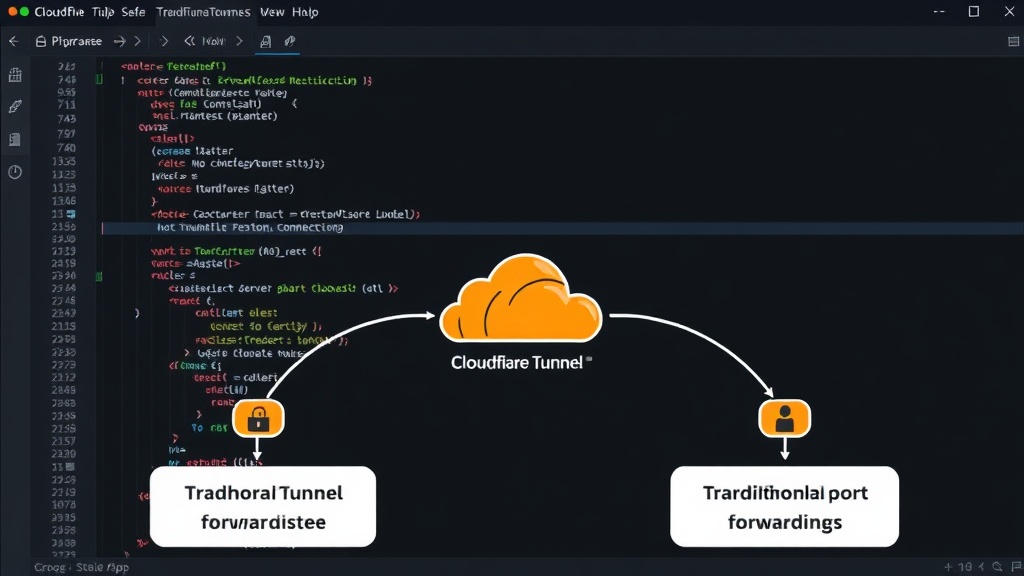 Diagram illustrating Cloudflare Tunnel's outbound connection model versus traditional port forwarding.