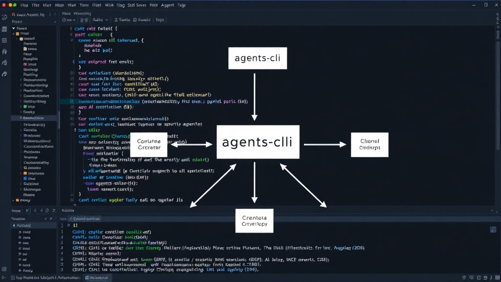 Conceptual diagram showing agents-cli as the central orchestrator for AI agent development