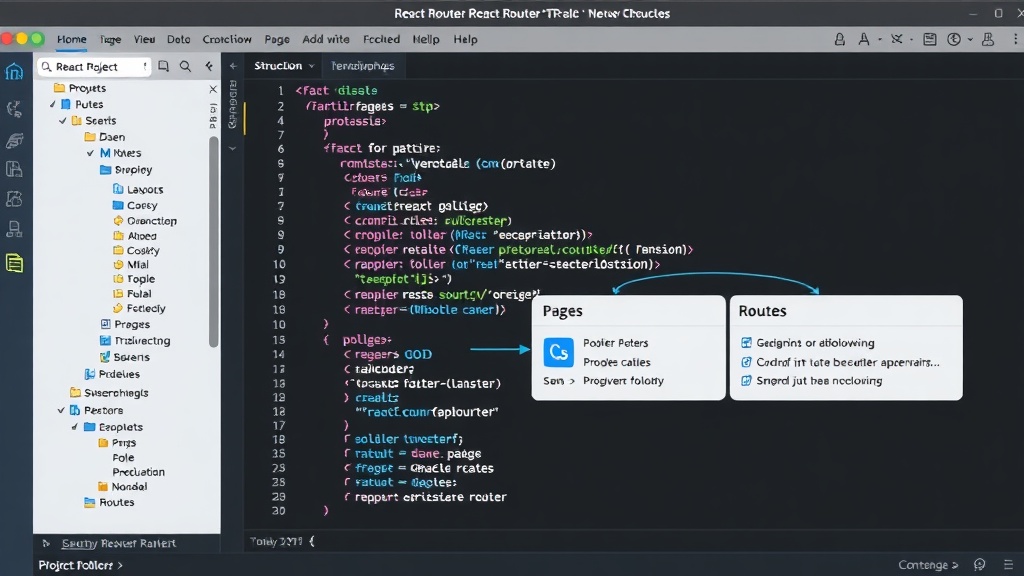 Diagram illustrating recommended React Router project structure with layouts, pages, and routes folders.